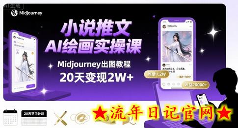 小说推文干货分享之AI绘画MJ出图实操课，用Midjourney做小说推文，20天挣2w-流年日记