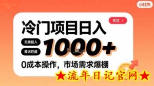 在小红书上发现个冷门路子,需求不小,零成本操作,每天能有1k进账-流年日记
