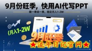 9月份旺季，快用AI代写PPT，做一单结一单，稳定月入1-2W【附AI工具和模板】-流年日记