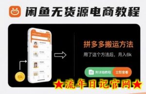 闲鱼无货源电商教程,拼多多搬运方法,用了这个方法后,月入6k(附详细教程)-流年日记