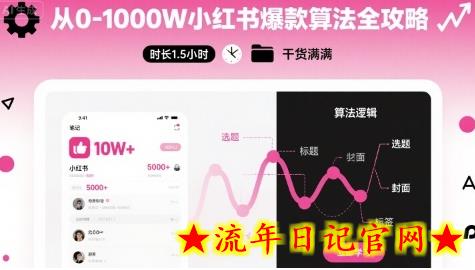 从0-1000W小红书爆款算法全攻略，时长1.5小时，干货满满-流年日记