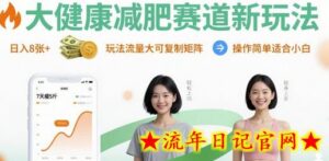 大健康减肥赛道新玩法日入8张，玩法流量大可复制矩阵，操作简单适合小白-流年日记