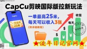 一单最高25米,亲测CapCu剪映国际版拉新玩法,每天可以收入3张(附详细教程)-流年日记