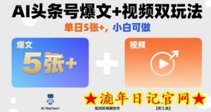 AI头条号爆文+视频双玩法，单日5张+，小白可做【附工具】-流年日记