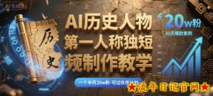 最新AI历史人物第一人称独白短视频制作教学，一个半月20w粉，可过伙伴计划-流年日记