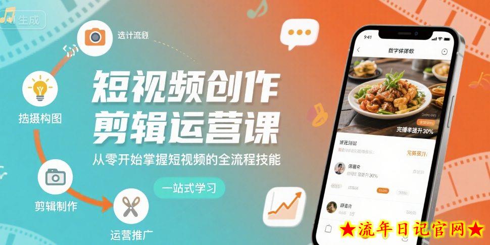 短视频创作剪辑运营课，从零开始掌握短视频的全流程技能-流年日记