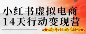 小红书虚拟电商14天变现训练营,虚拟产品,2025年普通人在小红书最后的搞钱机会(更新)-流年日记