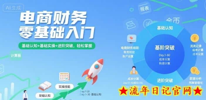 电商财务零基础入门，基础认知+基础实操+进阶突破，轻松掌握-流年日记