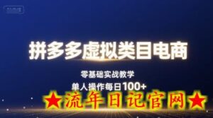 拼多多虚拟类目电商，零基础实战教学，单人操作每日100+-流年日记