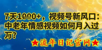 7天收益1k+，视频号新风口：中老年情感视频如何月入过W?-流年日记