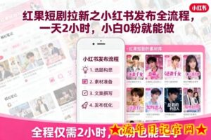 红果短剧拉新之小红书发布全流程,一天2小时,小白0粉就能做-流年日记