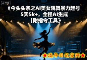 今日头条之AI美女跳舞暴力起号,5天1k+,全程AI生成【附指令工具】-流年日记