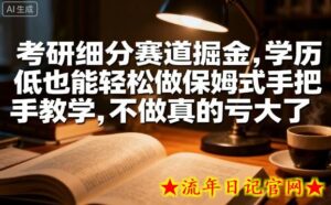 考研细分赛道掘金,日入1k+,学历低也能轻松做保姆式手把手教学,不做真的亏大了【揭秘】-流年日记