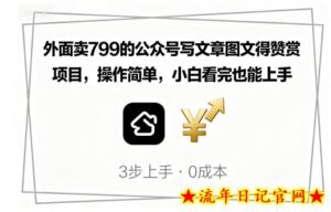 外面卖799的公众号写文章图文得赞赏项目,操作简单,小白看完也能上手-流年日记