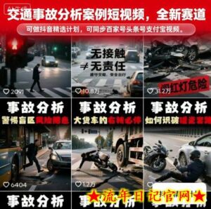 交通事故分析案例短视频,全新赛道,可做抖音精选计划,可同步百家号头条号支付宝视频号平台-流年日记