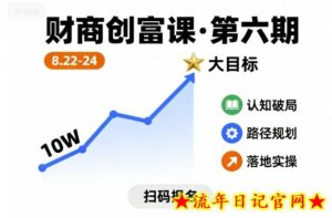 财商创富课第六期8月22-24号,如何从10W起步,一步步实现大目标-流年日记