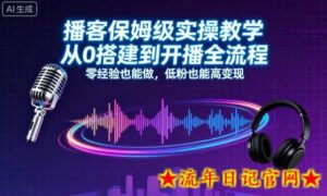 播客保姆级实操教学，从0搭建到开播全流程，零经验也能做，低粉也能高变现-流年日记