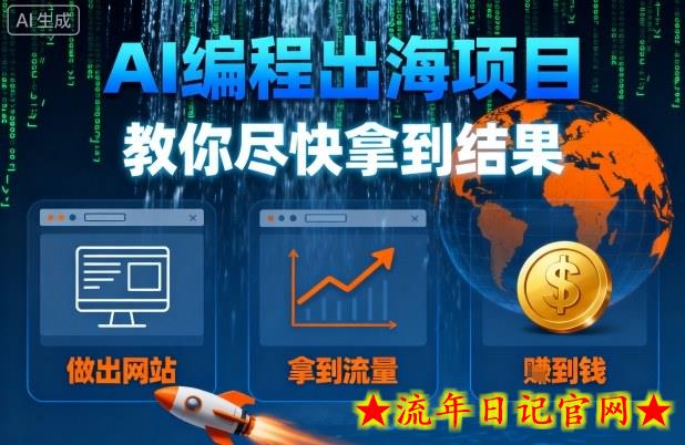 AI编程出海项目，教你尽快拿到结果-做出网站、拿到流量、賺到钱-流年日记