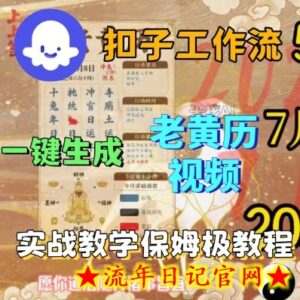 Coze扣子工作流一键生成老黄历短视频,保姆级实战搭建教学-流年日记