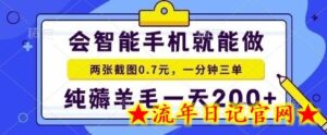 手机项目,二十秒一单,纯薅羊毛一天2张+做就有【揭秘】-流年日记