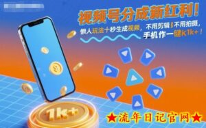 视频号分成新红利!懒人玩法十秒生成视频,不用剪辑不用拍摄,手机一键操作,单日1k+【揭秘】-流年日记