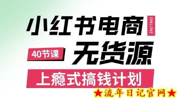 小红书无货源电商课程，上瘾式搞钱计划，不论月薪3k还是3W都应该学的賺钱技巧-流年日记