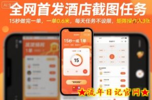 全网首发酒店截图任务,15秒做完一单,一单0.6米,每天任务不设限,矩阵操作日入3张【揭秘】-流年日记