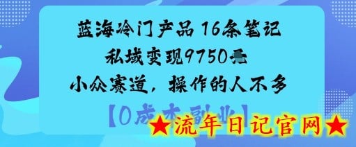 蓝海冷门产品：16条笔记私域变现9750米小众赛道，操作的人不多-流年日记