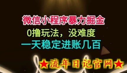 微信小程序暴力掘金，0撸玩法，没难度，一天稳定进账几张【揭秘】-流年日记