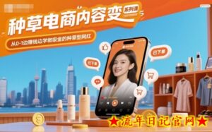 种草电商内容变现系列课，从0-1边賺钱边学做吸金的种草型网红-流年日记