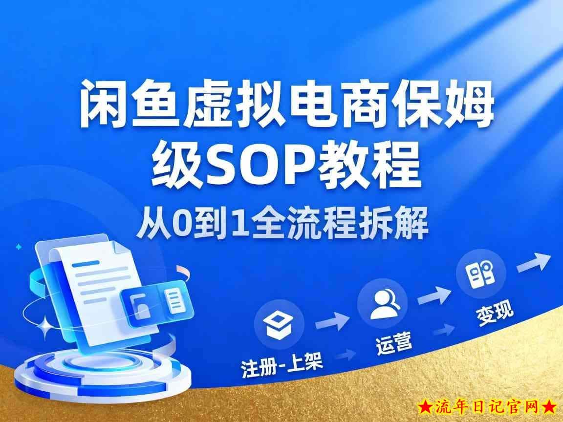 闲鱼虚拟电商，月入轻松过1W，保姆级SOP教程-流年日记