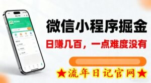 微信小程序掘金，5分钟就能学会上手操作，一点难度没有，日入几张【揭秘】-流年日记