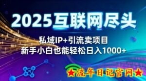 2025网创尽头王炸项目！私域IP+精准引流，新手小白在家躺賺日入1k，零经验也能上手【揭秘】-流年日记
