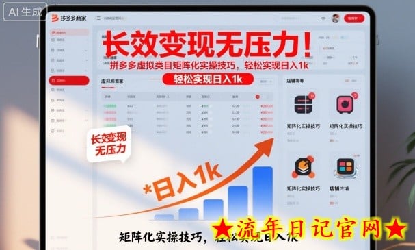长效变现无压力！拼多多虚拟类目矩阵化实操技巧，轻松实现日入1k【揭秘】-流年日记