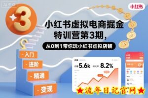 小红书虚拟电商掘金特训营第3期,从0到1带你玩小红书虚拟店铺-流年日记