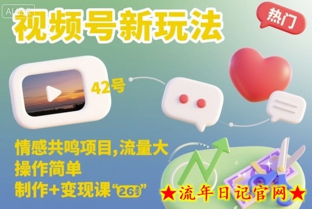 视频号新玩法，情感共鸣项目，流量大，操作简单，制作+变现课-流年日记