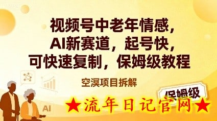 视频号中老年情感,AI新赛道，起号快，可快速复制，保姆级教程-流年日记