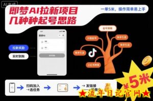 即梦AI拉新项目几种起号思路，一单5米，操作简单易上手-流年日记
