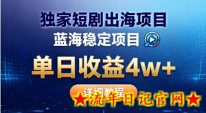 全网独家短剧出海掘金,蓝海红利,单日最高收益5w+,别卷国内了【揭秘】-流年日记