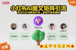 小红书AI图文矩阵引流,学习小红书专业打法,全程干货无废话-流年日记