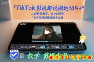 TikTok影视解说搬运切片+二创剪辑教学，过中过原创，TK中视频创作者新手必看-流年日记