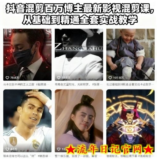 抖音混剪百万博主最新影视混剪课，从基础到精通全套实战教学（更新）-流年日记