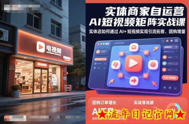 实体商家自运营AI短视频矩阵实战课，实体店如何通过AI+短视频实现引流拓客、团购增量-流年日记