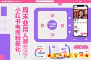 小红书电商精细化运营全流程,周末副业月入1W+,全套方法都在这了-流年日记