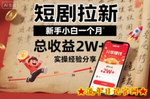 短剧拉新新手小白一个月总收益2W+实操经验分享-流年日记