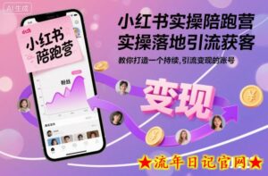 小红书实操陪跑营,实操落地引流获客,教你打造一个持续引流变现的账号-流年日记