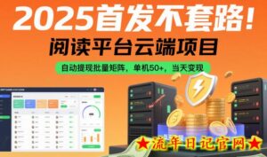 2025首发不套路！阅读平台云端项目，自动提现批量矩阵，单机50+，当天变现【揭秘】-流年日记