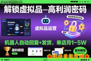 解锁虚拟品高利润密码：机器人自动回复+发货，单店月1-5W【揭秘】-流年日记