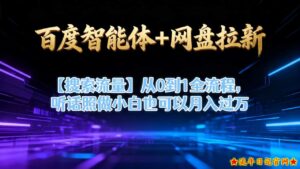 百度智能体+网盘拉新【搜索流量】从0到1全流程,听话照做小白也可以月入过1W-流年日记
