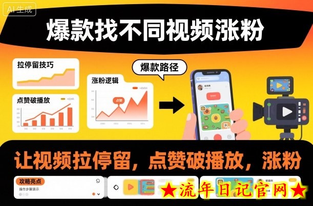 爆款找不同视频涨粉，让视频拉停留，实现点赞，破播放，涨粉-流年日记